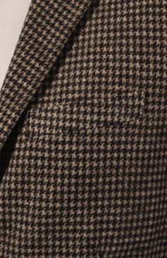 Мужской пиджак из шерсти и хлопка HARRIS WHARF LONDON коричневого цвета, арт. C8P22MRA | Фото 5 (Материал внешний: Шерсть, Хлопок; Рукава: Длинные; Случай: Повседневный; Длина (для топов): Стандартные; Материал сплава: Проставлено; 1-2-бортные: Однобортные; Драгоценные камни: Проставлено; Пиджаки М: Приталенный; Стили: Кэжуэл)