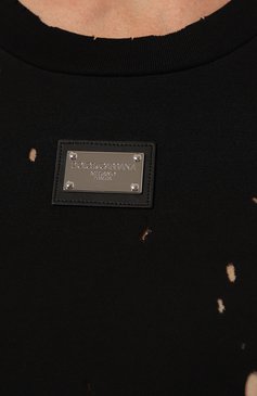 Женская хлопковая футболка DOLCE & GABBANA черного цвета, арт. F8T00T/G7H4U | Фото 5 (Принт: Без принта; Рукава: Короткие; Длина (для топов): Стандартные; Материал сплава: Проставлено; Материал внешний: Хлопок; Стили: Спорт-шик; Женское Кросс-КТ: Футболка-одежда; Драгоценные камни: Проставлено)