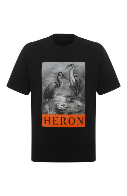 Мужская хлопковая футболка HERON PRESTON черного цвета, арт. HMAA032C99JER003 | Фото 1 (Драгоценные камни: Проставлено; Длина (для топов): Стандартные; Материал сплава: Проставлено; Рукава: Короткие; Материал внешний: Хлопок)