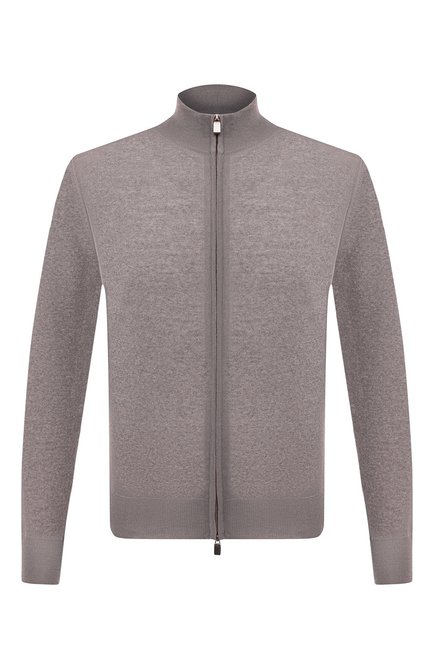 Мужской шерстяной кардиган CANALI бежевого цвета, арт. C0022/MK00077 | Фото 1 (Материал внешний: Шерсть; Длина (для топов): Стандартные; Рукава: Длинные; Стили: Классический; Мужское Кросс-КТ: Кардиган-одежда)