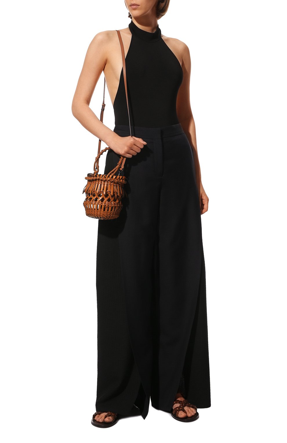 Женская сумка bucket fringes LOEWE коричневого цвета, арт. 326.05AC19 | Фото 6 (Сумки-технические: Сумки через плечо, Сумки top-handle; Материал: Натуральная кожа; Размер: mini; Ремень/цепочка: На ремешке)