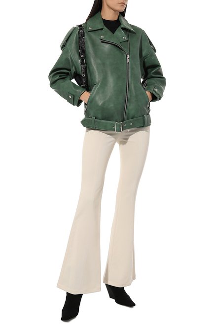 Женская кожаная куртка BATS зеленого цвета, арт. FW20/S_013 | Фото 2 (Длина (верхняя одежда): Короткие; Женское Кросс-КТ: Замша и кожа; Кросс-КТ: Куртка; Рукава: Длинные; Стили: Гранж; Материал внешний: Натуральная кожа; Материал подклада: Вискоза)