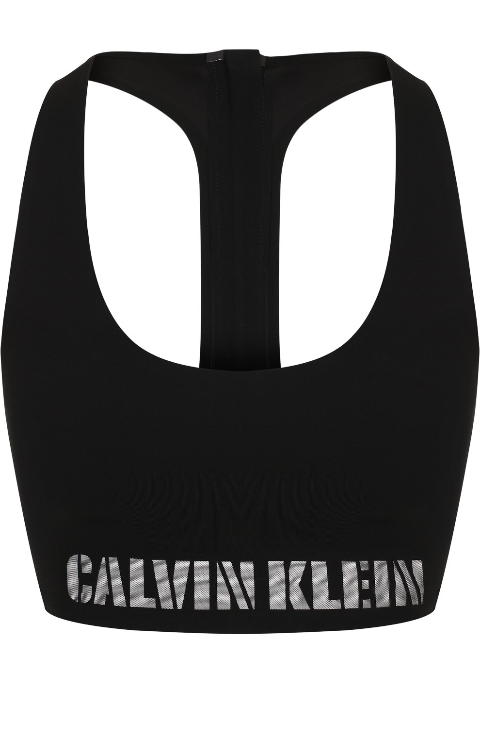 Женский черный спортивный бюстгальтер с логотипом бренда CALVIN