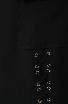 Женская юбка со шнуровкой ELIE SAAB черного цвета, арт. 10468 | Фото 5 (Длина Ж (юбки, платья, шорты): Мини, До колена; Женское Кросс-КТ: Юбка-одежда; Материал сплава: Проставлено, Проверено; Материал внешний: Вискоза; Статус проверки: Проверено, Проверена категория; Драгоценные камни: Проставлено)