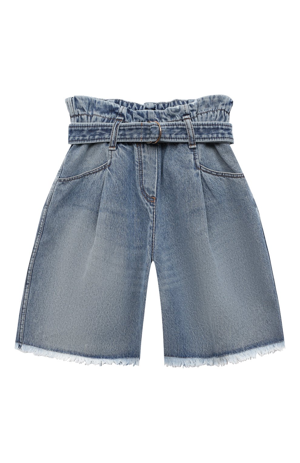 Детские джинсовые шорты BRUNELLO CUCINELLI синего цвета, арт. BH188P488C | Фото 1 (Материал внешний: Хлопок)