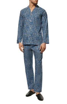 Мужская хлопковая пижама ROBERTO RICETTI синего цвета, арт. PIGIAMA VENEZIA LUNG0/0R02707 | Фото 2 (Рукава: Длинные; Кросс-КТ: домашняя одежда; Длина (для топов): Стандартные; Материал внешний: Хлопок)