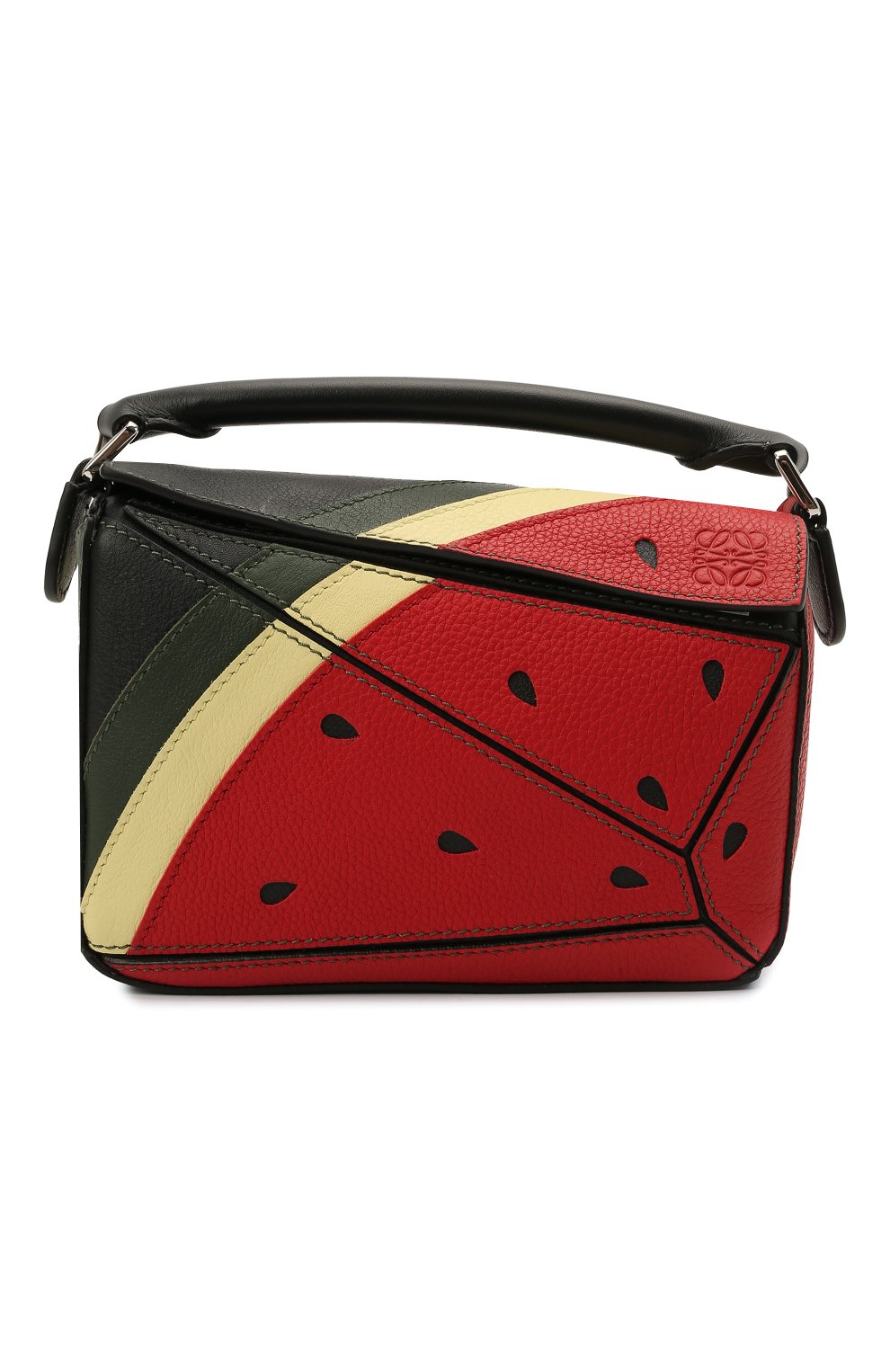 Женская сумка puzzle mini LOEWE красного цвета, арт. A510U95X38 | Фото 1 (Сумки-технические: Сумки чер�ез плечо, Сумки top-handle; Материал: Натуральная кожа; Размер: mini; Ремень/цепочка: На ремешке)