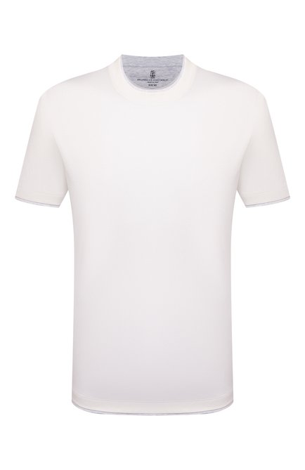 Мужская хлопковая футболка BRUNELLO CUCINELLI белого цвета по цене 38550 руб., арт. M0T617427 | Фото 1