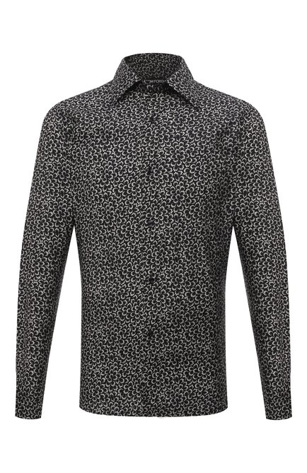 Мужская рубашка из вискозы и шелка TOM FORD черно-белого цвета по цене 79950 руб., арт. 3FT910/94BSRB | Фото 1