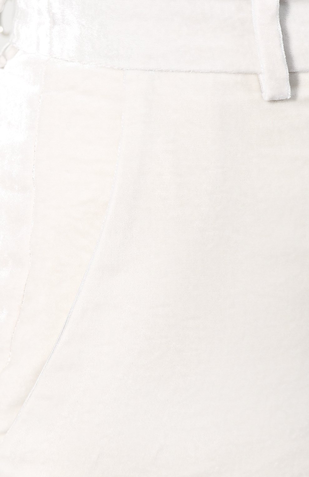 Женские бархатные брюки GIORGIO ARMANI белого цвета, арт. 0SHPP0AB/T01I7 | Фото 5 (Длина (брюки, джинсы): Стандартные; Женское Кросс-КТ: Брюки-одежда; Силуэт Ж (брюки и джинсы): Прямые; Случай: Формальный; Материал внешний: Вискоза; Материал подклада: Вискоза; Статус проверки: Проверена категория)