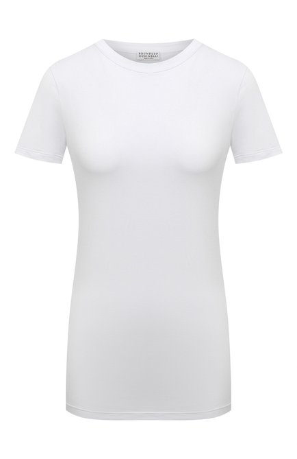 Женская хлопковая футболка BRUNELLO CUCINELLI белого цвета по цене 39950 руб., арт. M0T18B0170 | Фото 1