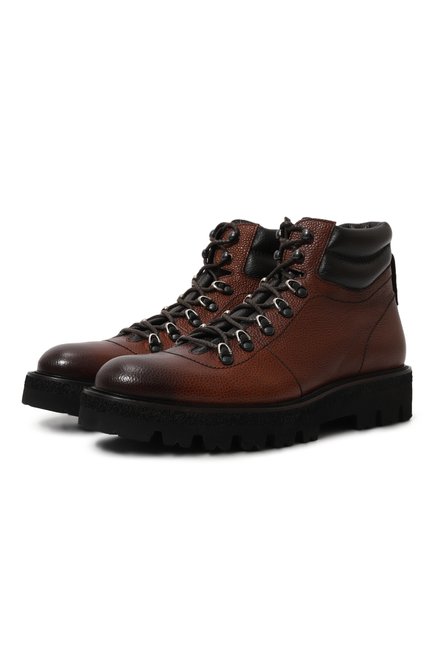 Мужские кожаные ботинки BARRETT коричневого цвета, арт. 222U019.1 | Фото 1 (Драгоценные камни: Проставлено; Материал сплава: Проставлено; Материал утеплителя: Натуральный мех; Подошва: Массивная)
