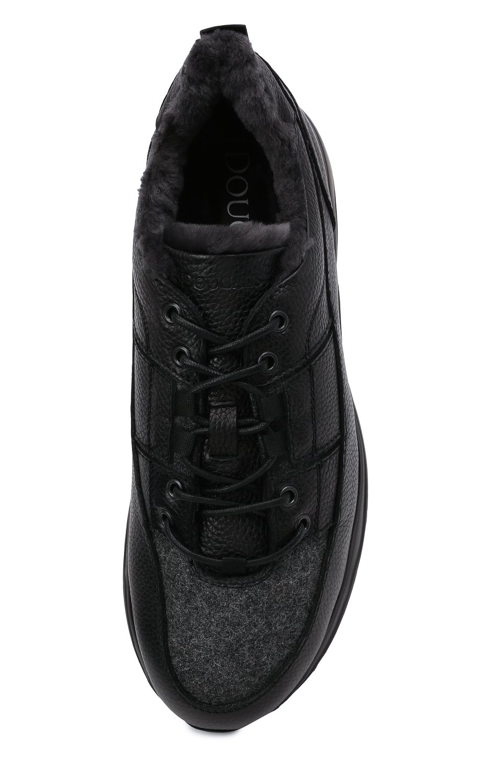 Мужские комбинированные кроссовки DOUCAL'S черно�го цвета, арт. DU2625JUSTPM208NN00 | Фото 5 (Материал внешний: Текстиль, Кожа; Материал утеплителя: Натуральный мех; Стили: Классический; Подошва: Массивная)