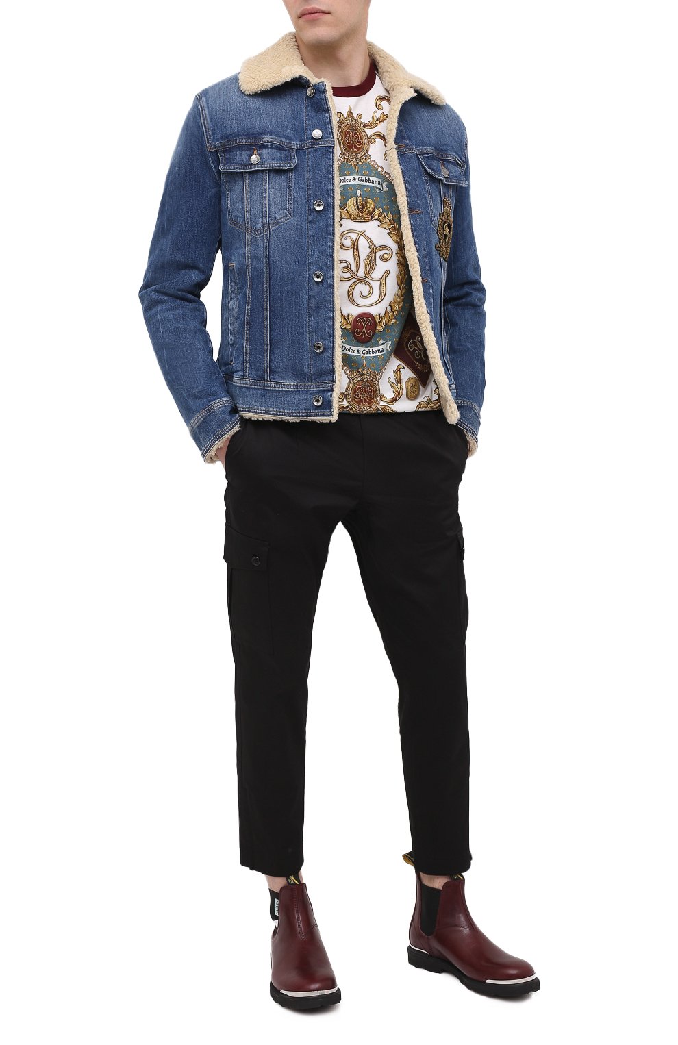 Мужская джинсовая куртка DOLCE & GABBANA темно-синего цвета, арт. G9JB5Z/G8CR9 | Фото 2 (Кросс-КТ: Куртка, Деним; Рукава: Длинные; Стили: Гранж; Материал внешний: Хлопок; Мужское Кросс-КТ: Верхняя одежда; Длина (верхняя одежда): Короткие)