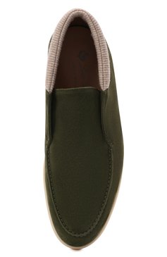 Мужские замшевые ботинки open wintery walk LORO PIANA темно-зеленого цвета, арт. FAI8720 | Фото 5 (Мужское Кросс-КТ: Ботинки-обувь; Материал внутренний: Натуральная кожа; Материал утеплителя: Без утеплителя; Подошва: Плоская; Материал внешний: Замша)