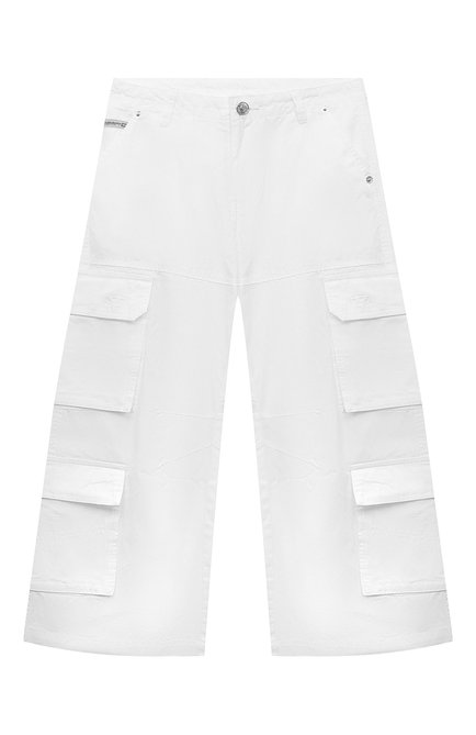 Детские хлопковые брюки-карго DIESEL белого цвета, арт. J01901/KXBLH | Фото 1 (Нос: Не проставлено; Материал сплава: Проставлено; Материал внешний: Хлопок)