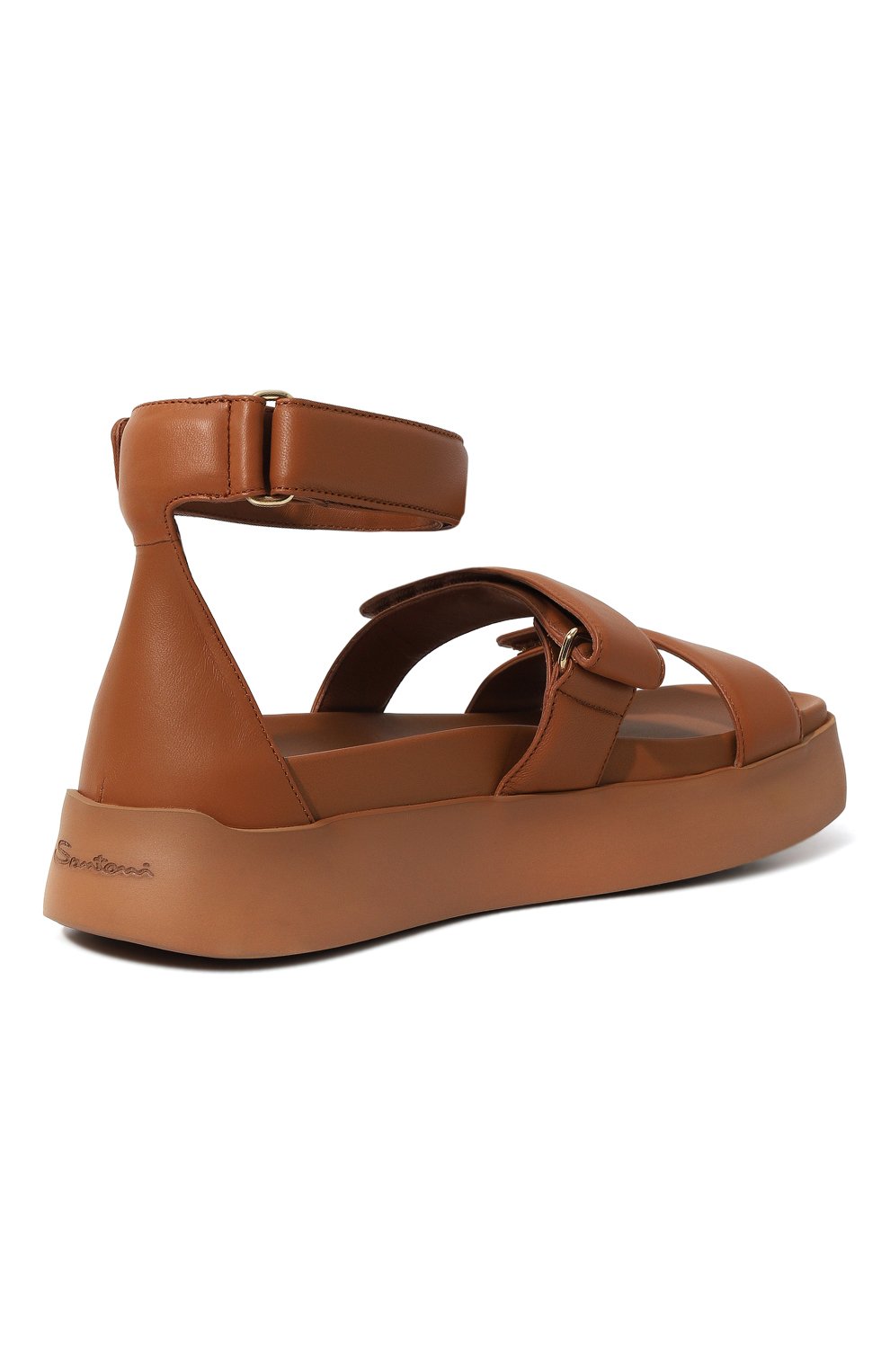 Женские кожаные сандалии SANTONI светло-коричневого цвета, арт. WHAX70400FPGTSZAI90 | Фото 5 (Подошва: Платформа; Материал внутренний: Натуральная кожа)