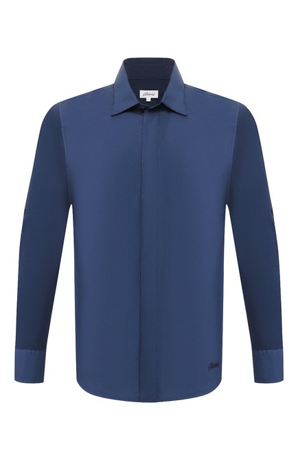 Мужская хлопковая рубашка BRIONI синего цвета по цене 95750 руб., арт. UJDC0L/P9611 | Фото 1