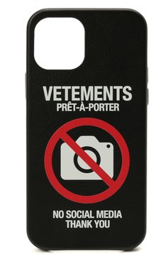 Чехол для iphone 12 pro VETEMENTS черного цвета, арт. UA52SA420B 2410/M/BLACK 12 PR0 | Фото 1 (Материал: Пластик)
