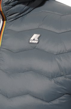 Мужская утепленная куртка K-WAY голубого цвета, арт. K6121HW | Фото 5 (Кросс-КТ: Куртка; Рукава: Длинные; Материал внешний: Синтетический материал; Мужское Кросс-КТ: утепленные куртки; Материал сплава: Проставлено; Материал подклада: Синтетический материал; Драгоценные камни: Проставлено; Длина (верхняя одежда): Короткие; Стили: Кэжуэл)