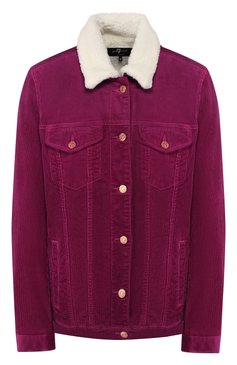 Женская вельветовая куртка 7 FOR ALL MANKIND фиолетового цвета, арт. JSVNV640PU | Фото 1 (Кросс-КТ: Куртка; Рукава: Длинные; Женское Кросс-КТ: Пуховик-куртка; Материал внешний: Синтетический материал, Хлопок; Материал подклада: Синтетический материал; Длина (верхняя одежда): Короткие; Статус проверки: Проверена категория)