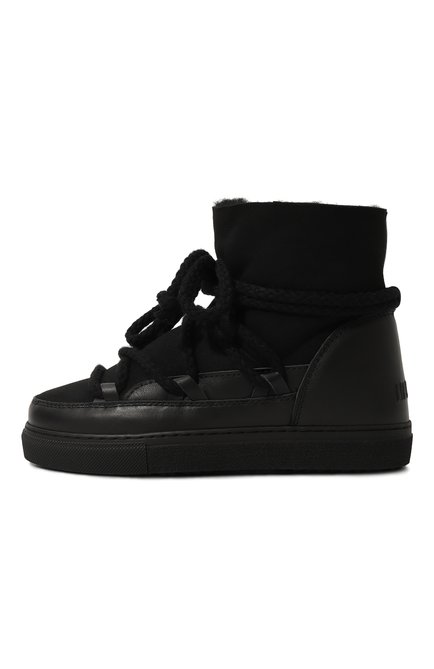 Детские кожаные ботинки INUIKII черного цвета, арт. 65202-001/34-38 | Фото 2 (Материал сплава: Проставлено; Нос: Не проставлено; Материал утеплителя: Натуральный мех)