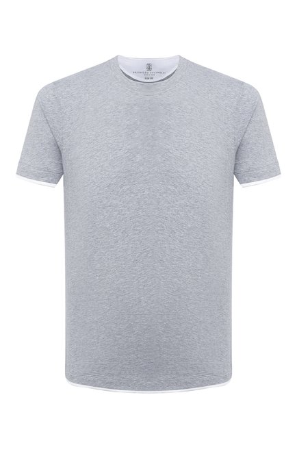 Мужская хлопковая футболка BRUNELLO CUCINELLI серого цвета по цене 38550 руб., арт. M0T617427 | Фото 1