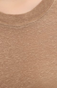 Женская льняная футболка IRO бежевого цвета, арт. WP19HINT0N | Фото 5 (Принт: Без принта; Рукава: Короткие; Длина (для топов): Стандартные; Региональные ограничения белый список (Axapta Mercury): RU; Материал сплава: Проставлено; Женское Кросс-КТ: Футболка-одежда; Материал внешний: Лен; Драгоценные камни: Проставлено; Стили: Кэжуэл)