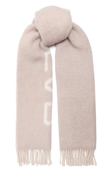 Женский шерстяной шарф BY FAR бежевого цвета, арт. 23FWALSS0E | Фото 1 (Материал: Текстиль, Шерсть; Материал сплава: Проставлено; Нос: Не проставлено)