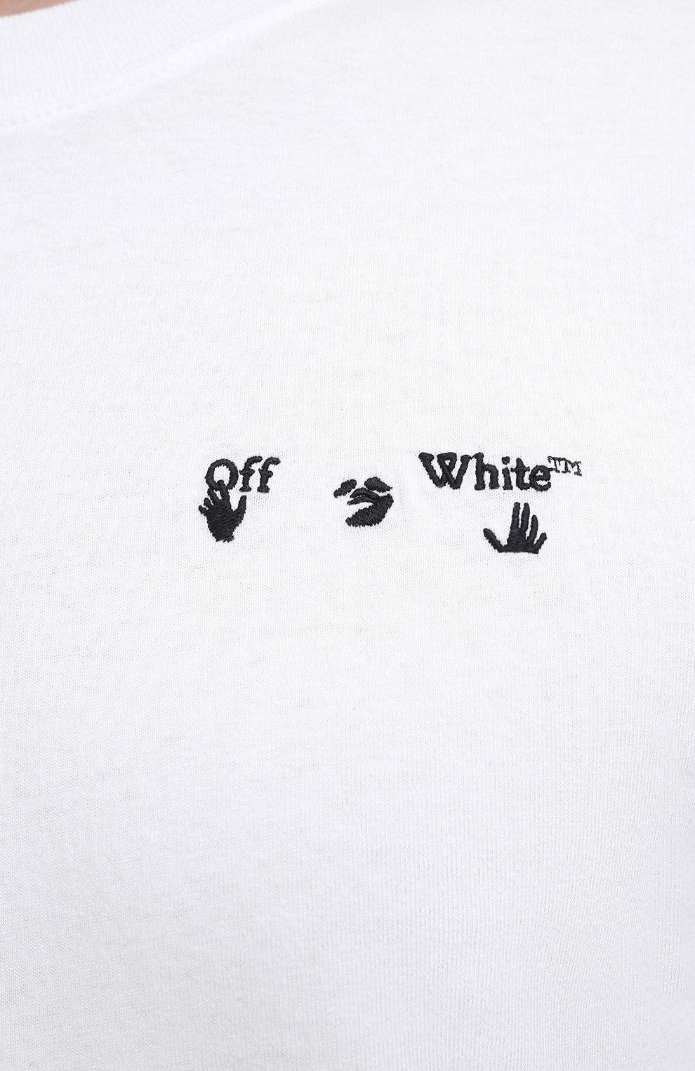 Мужская хлопковая футболка OFF-WHITE белого цвета, арт. 0MAA027R21JER001 | Фото 5 (Рукава: Короткие; Длина (для топов): Стандартные; Стили: Гранж; Принт: С принтом; Мужское Кросс-КТ: Футболка-одежда; Материал внешний: Хлопок)