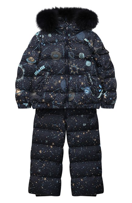 Детского пуховый комбинезон с курткой CHEPE темно-синего цвета, арт. 392400 | Фото 1 (Кросс-КТ НВ: Утепленные)