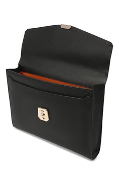 Мужской кожаный портфель SANTONI черного цвета, арт. UFBBA1992F0-HMA1N01 | Фото 4 (Материал: Натуральная кожа; Ремень/цепочка: На ремешке; Размер: large)