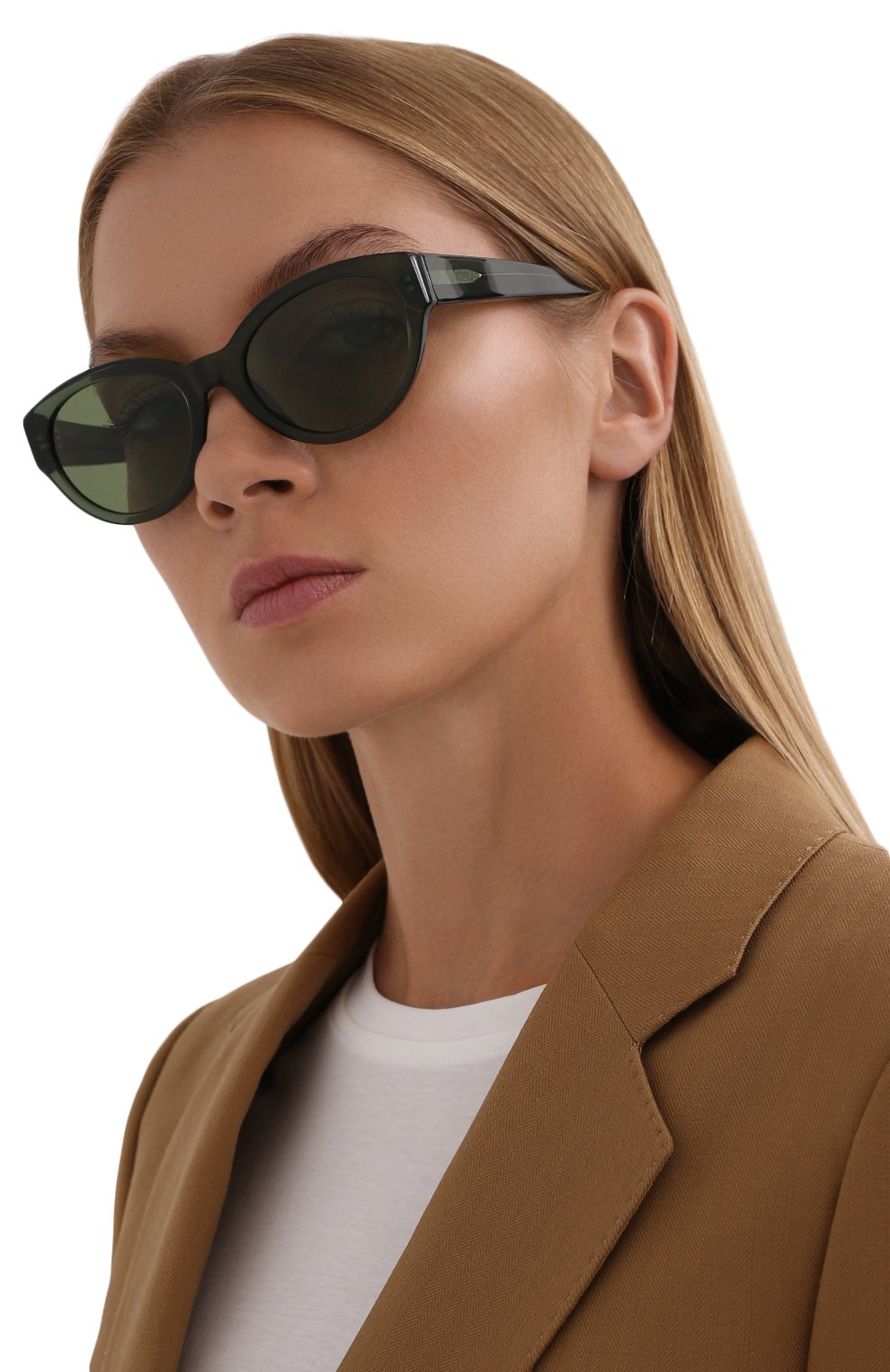 Женские солнцезащитные очки LORO PIANA темно-зеленого цвета, арт. FAL4776 | Фото 2 (Тип очков: С/з; Очки форма: Овальные)