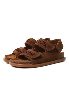 Детские кожаные сандалии DOLCE & GABBANA коричневого цвета, арт. DA5131/AA450/24-28 | Фото 1 (Материал внутренний: Натуральная кожа)