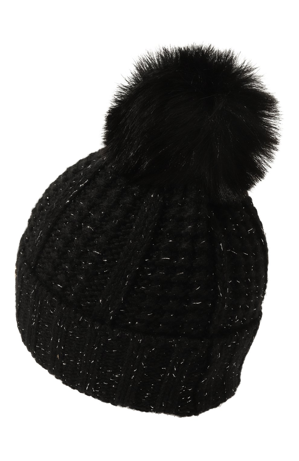 Женская шапка COCCINELLE черного цвета, арт. E7 MY9 37 07 01 | Фото 3 (Материал: Текстиль, Синтетический материал; Материал сплава: Проставлено; Нос: Не пр оставлено)