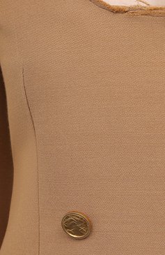 Женский двубортный жакет BOTTEGA VENETA бежевого цвета, арт. 578347/VF4A1 | Фото 5 (Рукава: Длинные; Случай: Повседневный; Материал внешний: Синтетический материал; Длина (для топов): Стандартные; Региональные ограничения белый список (Axapta Mercury): RU; Материал сплава: Проставлено; Драгоценные камни: Проставлено; Стили: Романтичный; 1-2-бортные: Двубортные; Женское Кросс-КТ: Жакет-одежда; Материал подклада: Хлопок)