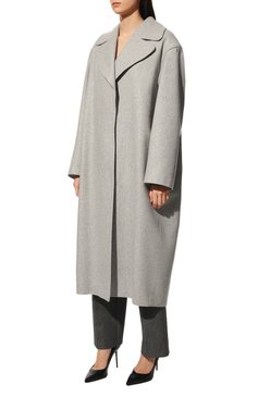 Женское пальто из шерсти и кашемира RUBAN светло-серого цвета, арт. RPS22-1.1.45.4 | Фото 3 (Материал внешний: Шерсть; Рукава: Длинные; Длина (верхняя одежда): Длинные; 1-2-бортные: Однобортные; Стили: Кэжуэл)