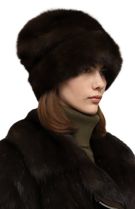 Женская шапка из меха норки KUSSENKOVV коричневого цвета, арт. 063500003679 | Фото 2 (Материал: Натуральный мех; Статус проверки: Проверена категория)