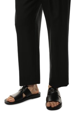 Мужские кожаные шлепанцы BURBERRY черного цвета, арт. 8050459 | Фото 3 (Материал внутренний: Натуральная кожа; Материал сплава: Проставлено; Нос: Не проставлено)