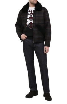 Мужские замшевые ботинки PRADA коричневого цвета, арт. 2TF031-3D8E-F0003-A000 | Фото 2 (Материал внешний: Кожа, Замша; Материал утеплителя: Натуральный мех; Мужское Кросс-КТ: Ботинки-обувь, Дезерты-обувь, зимние ботинки; Подошва: Плоская)