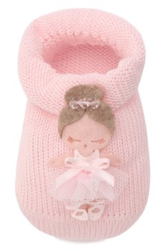 Детские комплект из повязки и пинеток LA PERLA розового цвета, арт. 48800 | Фото 5 (Материал: Текстиль, Хлопок)
