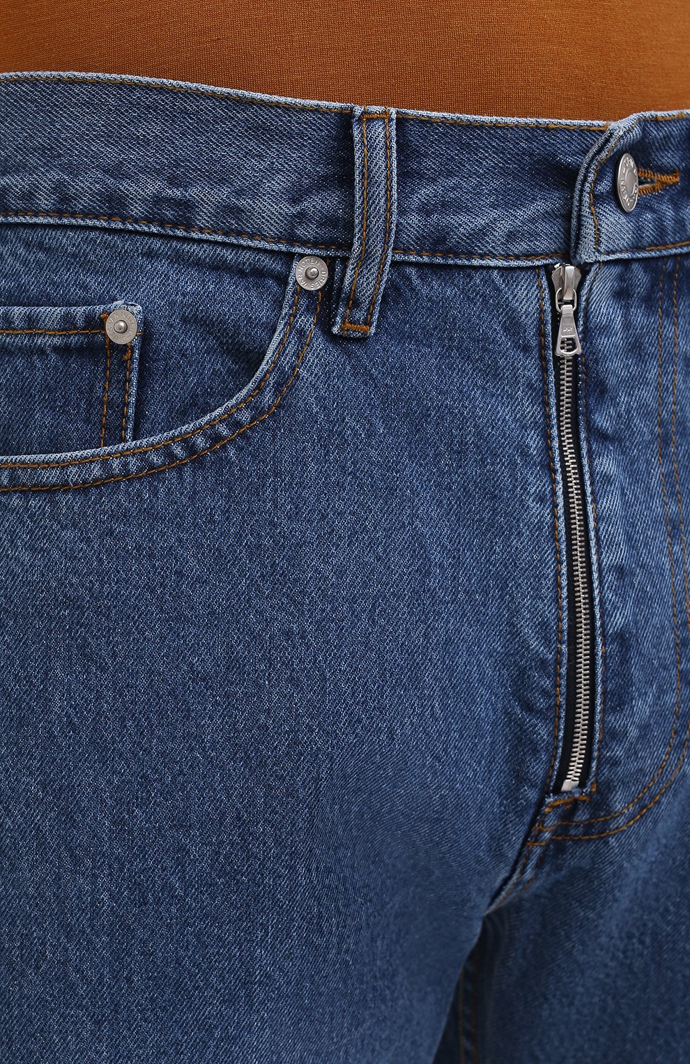 Мужские джинсы DRIES VAN NOTEN синего цвета, арт. 202-22414-1386 | Фото 5 (Силуэт М (брюки): Прямые; Кросс-КТ: Деним; Длина (брюки, джинсы): Стандартные; Материал внешний: Хлопок; Стили: Кэжуэл)