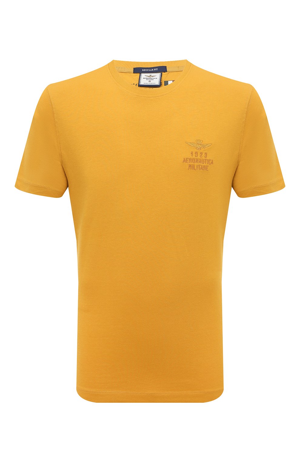 Мужская хлопковая футболка AERONAUTICA MILITARE желтого цвета, арт. 232/TS2129J609 | Фото 1 (Принт: Без принта; Рукава: Короткие; Длина (для топов): Стандартные; Материал сплава: Проставлено; Материал внешний: Хлопок; Драгоценные камни: Проставлено; Стили: Кэжуэл)