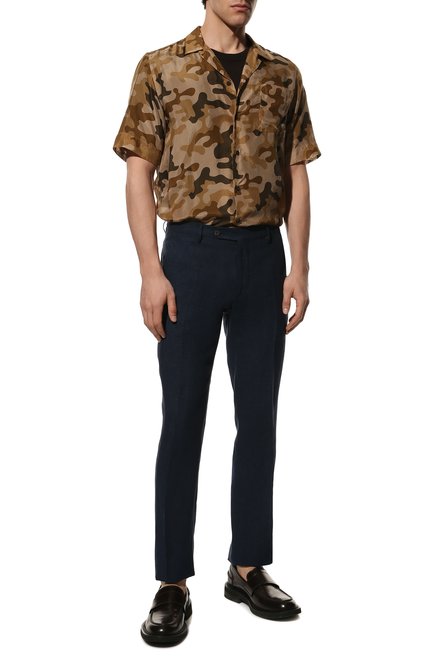 Мужские льняные брюки  BERWICH темно-синего цвета, арт. SC/1/LM104 | Фото 2 (Длина (брюки, джинсы): Стандартные; Случай: Повседневный; Стили: Кэжуэл; Материал внешний: Лен)