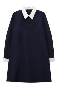 Детское платье EIRENE темно-синего цвета, арт. FW2324151/9/10A-14/15A | Фото 1 (Рукава: Длинные; Случай: Повседневный; Материал внешний: Синтетический материал, Вискоза; Материал сплава: Проставлено; Девочки Кросс-КТ: Платье-одежда; Драгоценные камни: Проставлено; Материал подклада: Хлопок; Девочки-школьная форма: Платья)