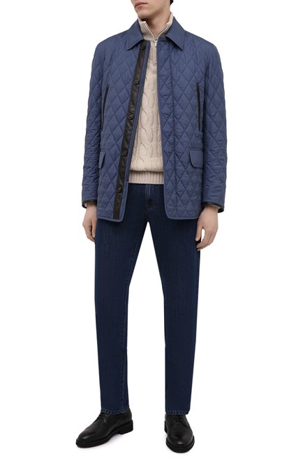 Мужская утепленная куртка BRIONI синего цвета, арт. SFN80L/P0410 | Фото 2 (Материал подклада: Синтетический материал; Материал внешний: Шелк; Кросс-КТ: Куртка; Рукава: Длинные; Стили: Классический; Длина (верхняя одежда): Короткие, До середины бедра; Мужское Кросс-КТ: утепленные куртки; Региональные ограничения белый список (Axapta Mercury): RU)