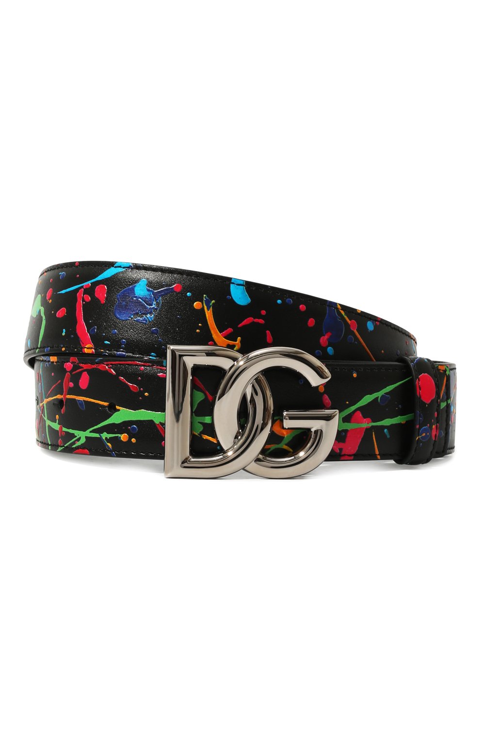 Мужской кожаный ремень DOLCE & GABBANA разноцветного цвета, арт. BC4644/AY395 | Фото 1 (Случай: Повседневный; Материал: Натуральная кожа; Материал сплава: Проставлено; Нос: Не проставлено)