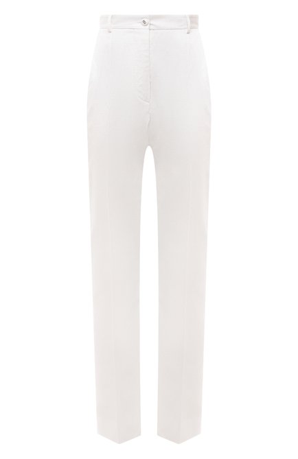 Женские хлопковые брюки DOLCE & GABBANA белого цвета, арт. FTAM2T/FUFJR | Фото 1 (Длина (брюки, джинсы): Стандартные; Материал сплава: Проставлено; Материал внешний: Хлопок; Драгоценные камни: Проставлено)