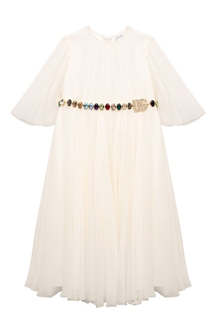 Детское шелковое платье DOLCE & GABBANA белого цвета по цене 321000 руб., арт. L53DC2/FU1AT/2-6 | Фото 1