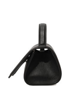 Женская сумка three YUZEFI черного цвета, арт. YUZC0-HB-TH-L000 | Фото 4 (Сумки-технические: Сумки top-handle; Материал: Натуральная кожа; Материал сплава: Проставлено; Размер: mini; Ремень/цепочка: На ремешке; Драгоценные камни: Проставлено)